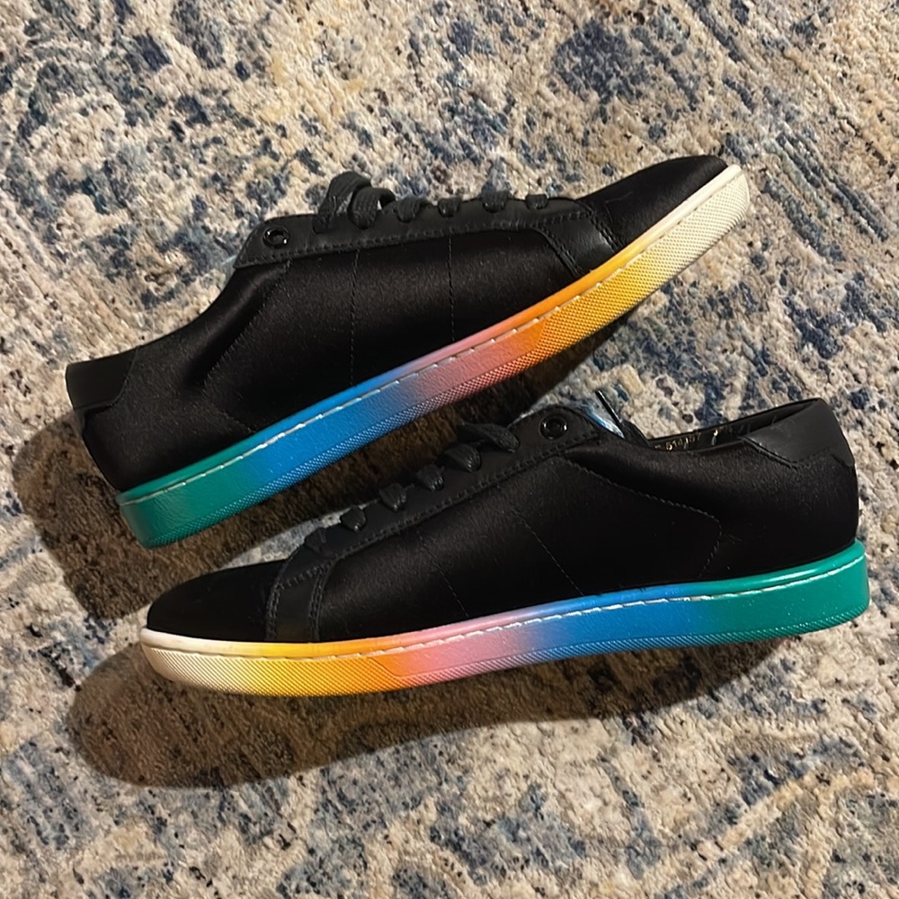 💥 Closet Clear Out Sale Authentic Saint Laurent Rainbow Sneakers sz 7.5 Italy - Picture 2 of 11